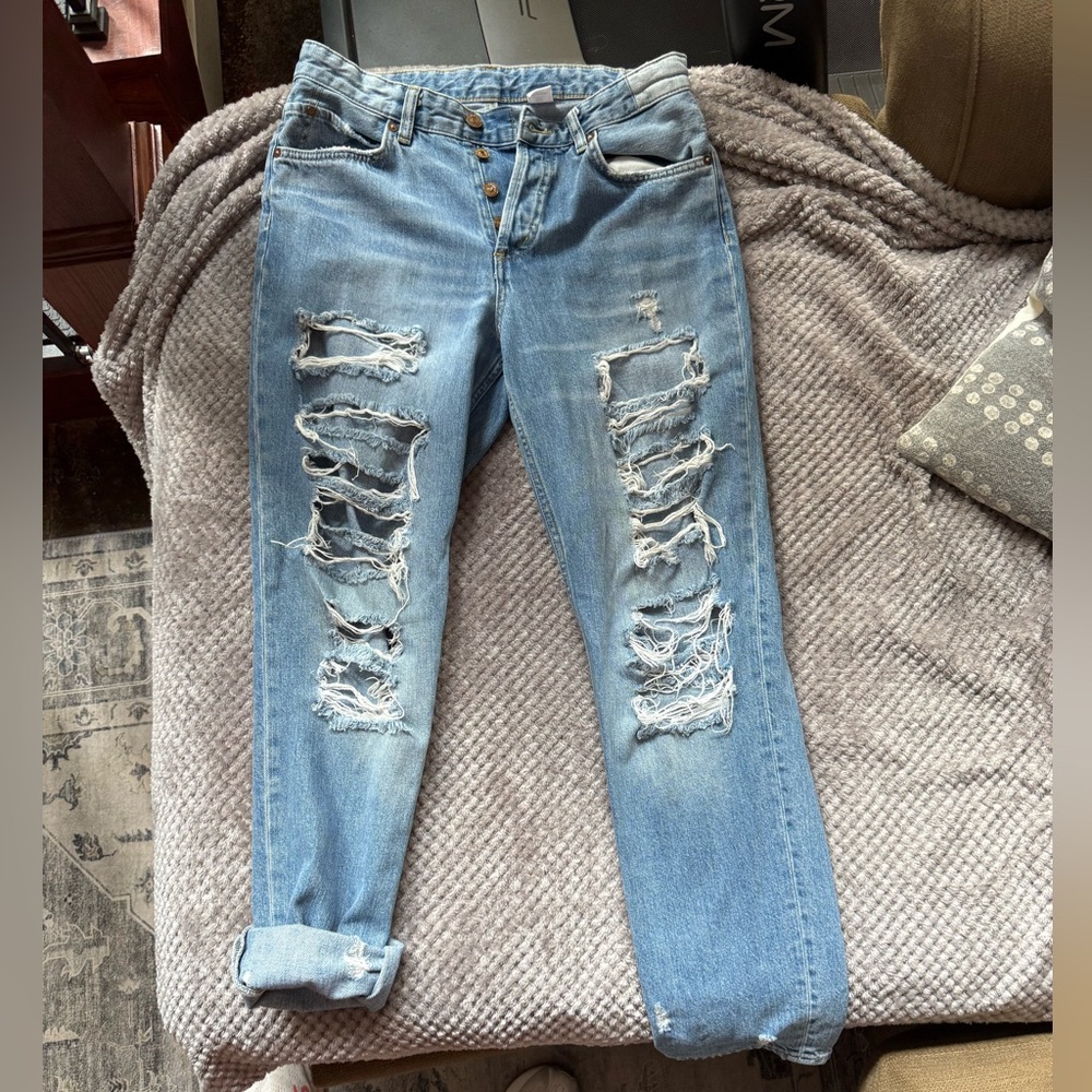 H&M & Denim Distressed Blue Women's Jeans